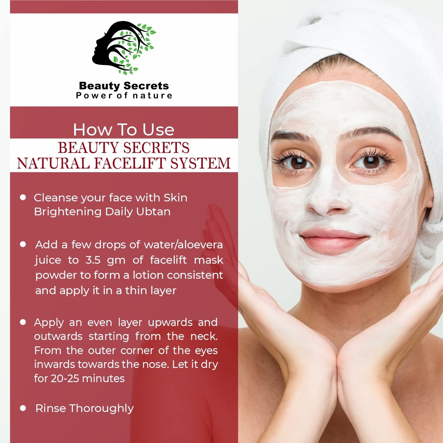Beauty Secrets Natural Face Lifting Pack/Mask || Beauty Secrets Instant Face Lift System | Tight,Glowing and Youthful Skin in just 20 Minutes | For Men & Women | 22Gms