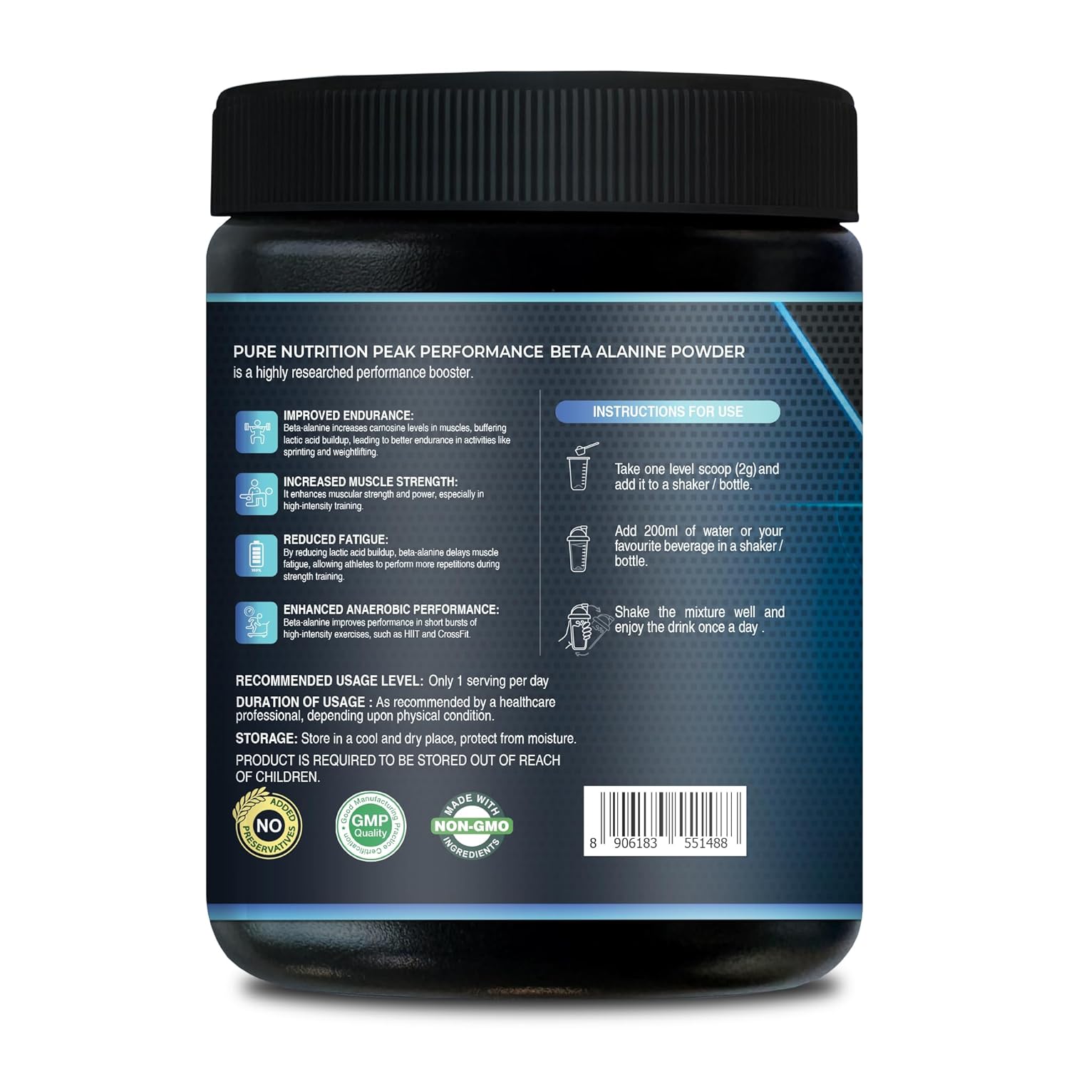 Pure Nutrition Beta Alanine Powder (200 gm), Unflavored | Pre Workout Supplement Amino Acid | Boost Muscle Power & Improve Performance