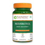 Pure Nutrition Resveratrol Capsules 255mg for Anti-Aging, Heart Health & Immunity | Powerful Antioxidant with Grape Seed Extract for Skin Radiance - 60 Capsules