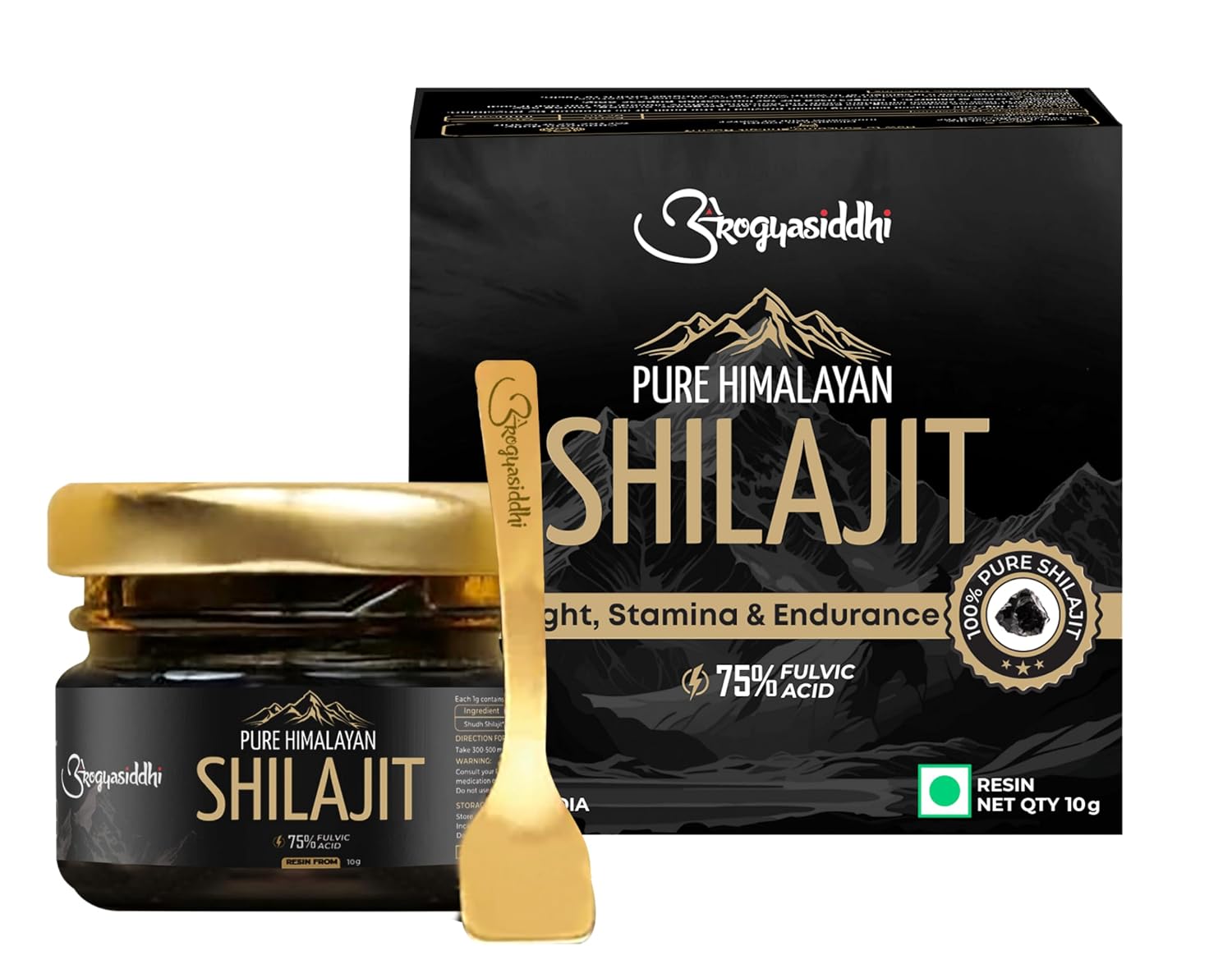 Arogyasiddhi Pure Himalayan Shilajit Resin | 75% Fulvic Acid | Lab Tested Quality Guaranteed | 20 g