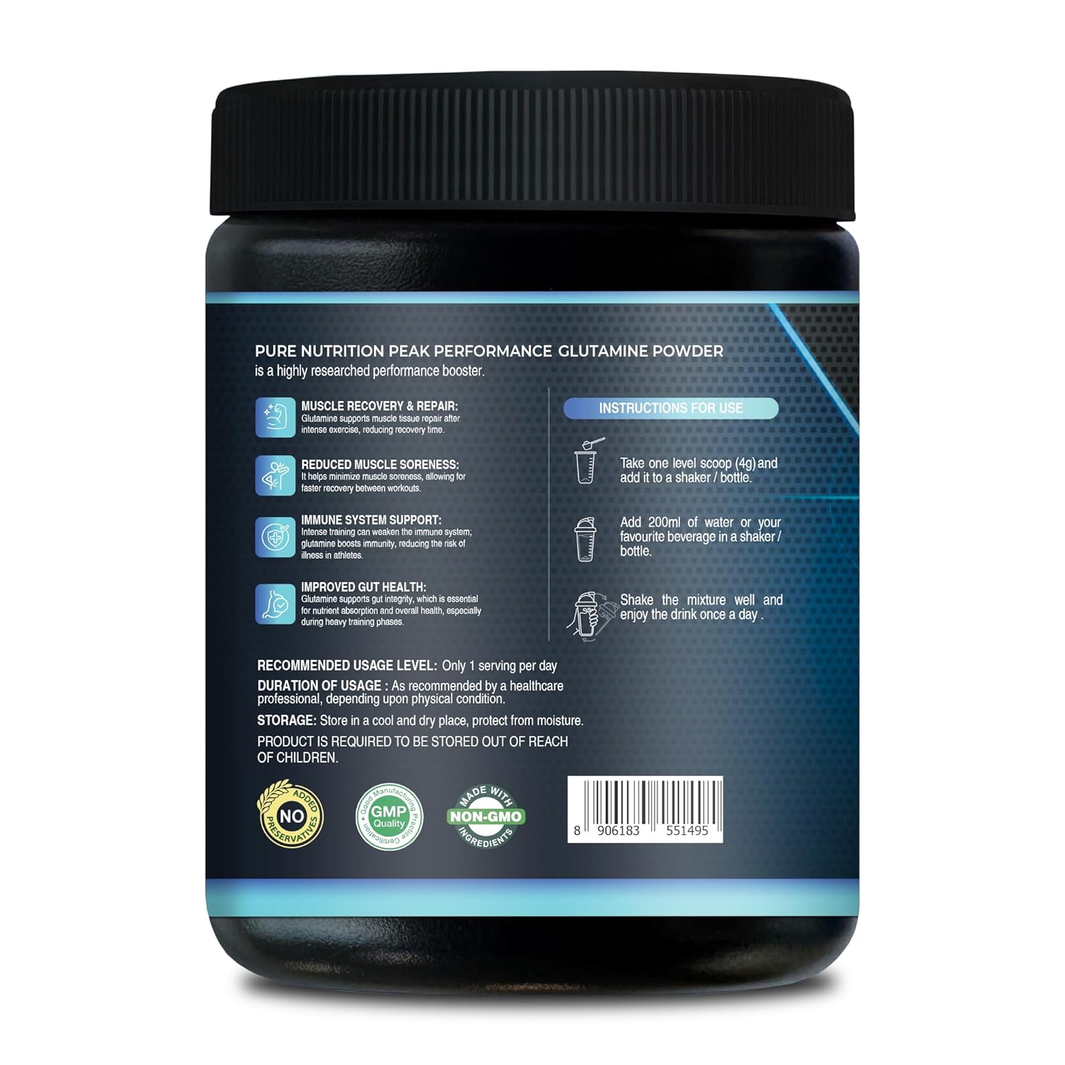 Pure Nutrition L-Glutamine Powder – 200g | Amino Acid Supplement | Recovery Support