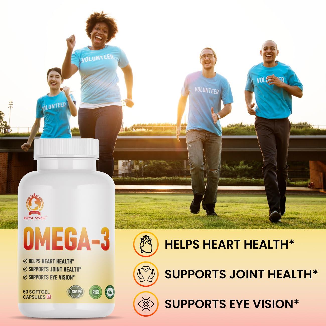 Royal Swag Omega 3 Fish Oil 1250mg - High Potency EPA & DHA (60 Capsules)