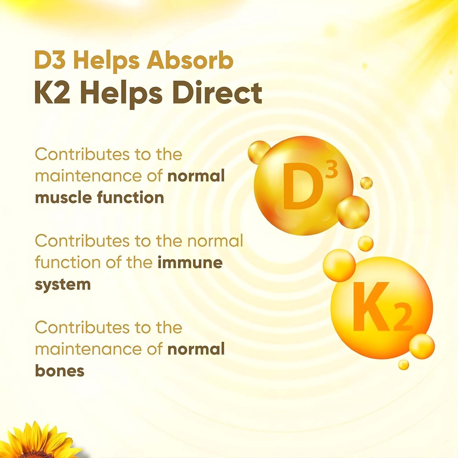 Vitaminnica Vitamin D3 + K2 Capsules 60 Count - Calcium Absorption & Bone Support Formula
