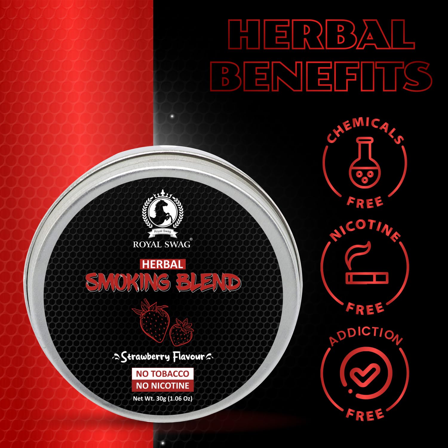 Royal Swag Herbal Smoking Mixture Strawberry Flavour - Tobacco Free (30g / 1.0 oz)