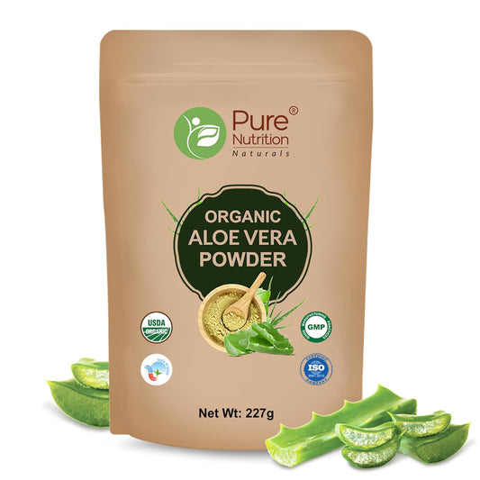Pure Nutrition Organic Aloe Vera Powder, 227g, (100% Organic), Supports Digestive Health, Promotes Skin Wellness, Hydrates and Nourishes