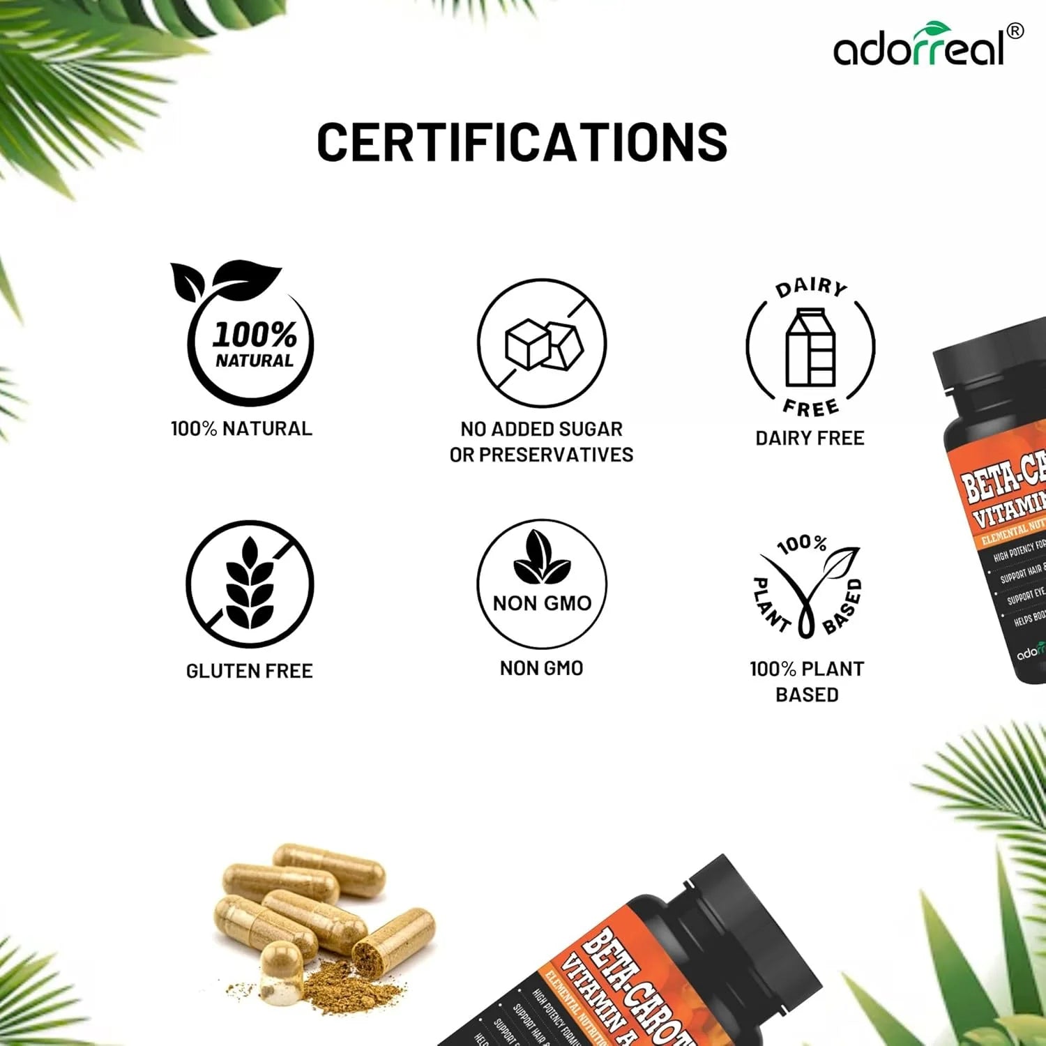 Adorreal Beta-Carotene Vitamin A Capsule | 60 Capsules