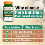 Pure Nutrition Selenium Capsules - 40mcg for Immune System, Supports Healthy Blood Pressure, Thyroid Health & Improves Cholesterol Levels - 60 Veg Capsules