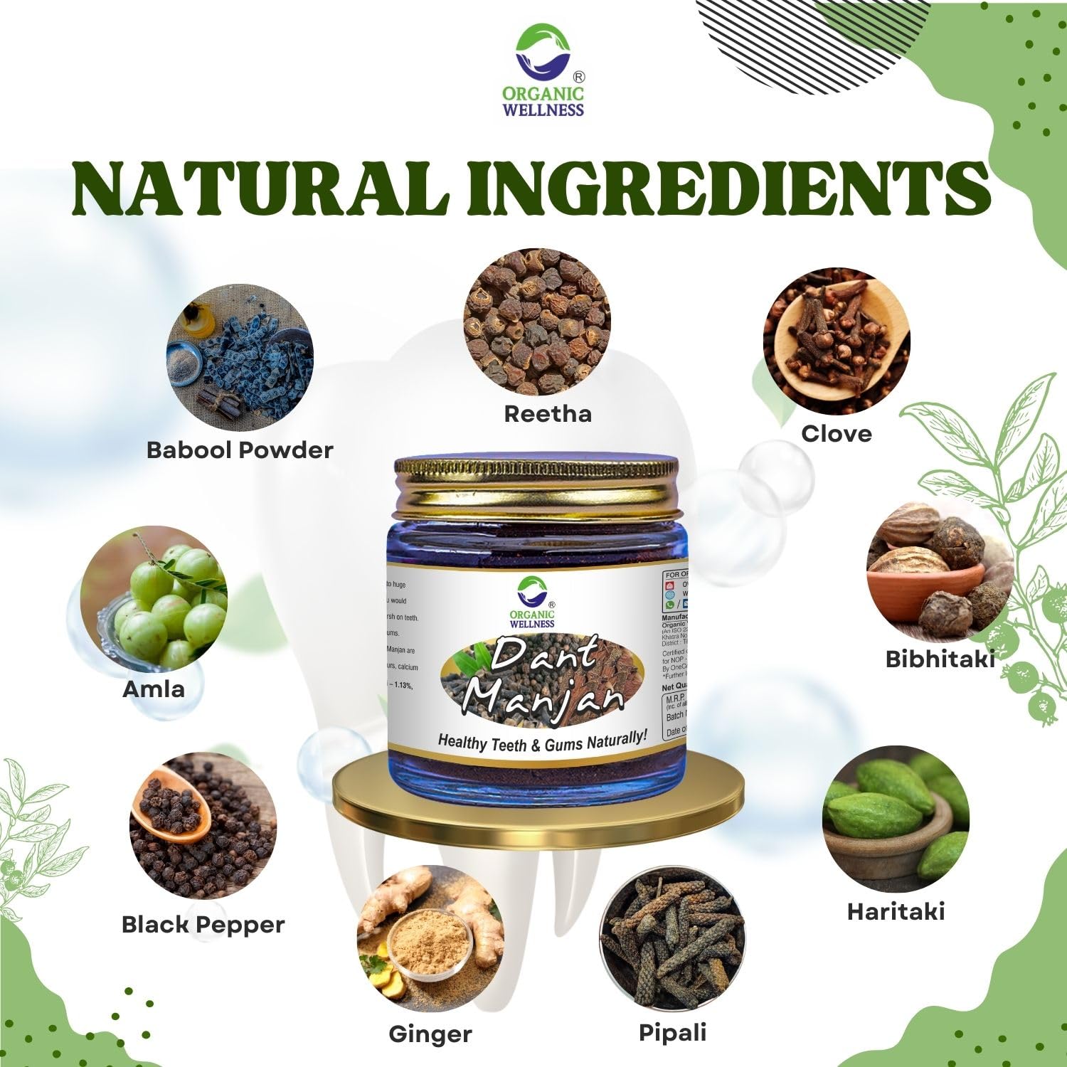 Organic Wellness Dant Manjan 50 Gram Bottle