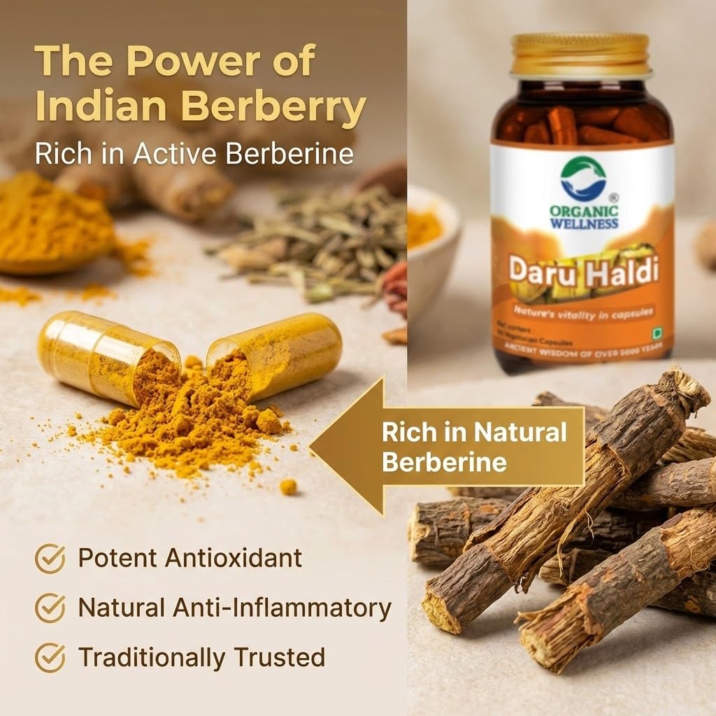 Organic Wellness Daru Haldi Capsules - 90 Vegetarian Capsules
