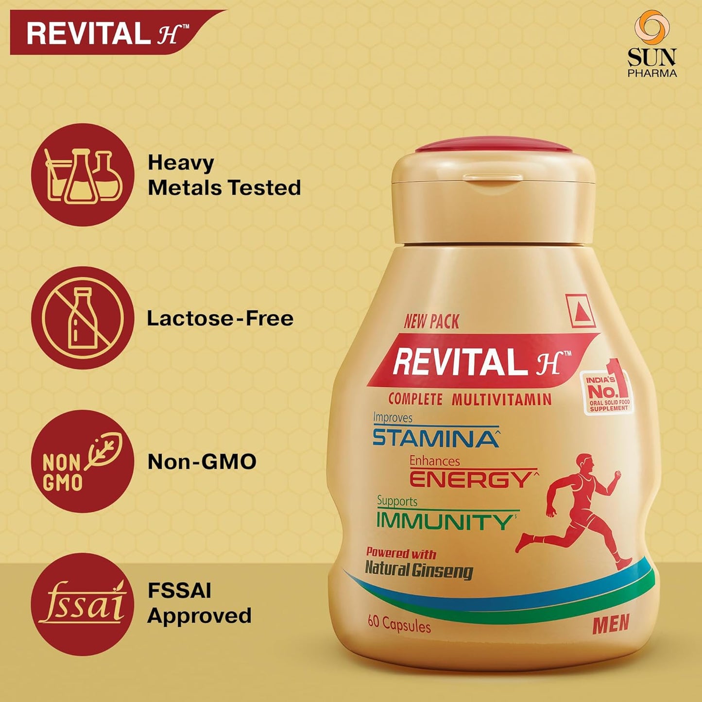 Revital H multivitamin supplement capsules with Calcium, Zinc & Ginseng for Immunity, Strong Bones & Energy
