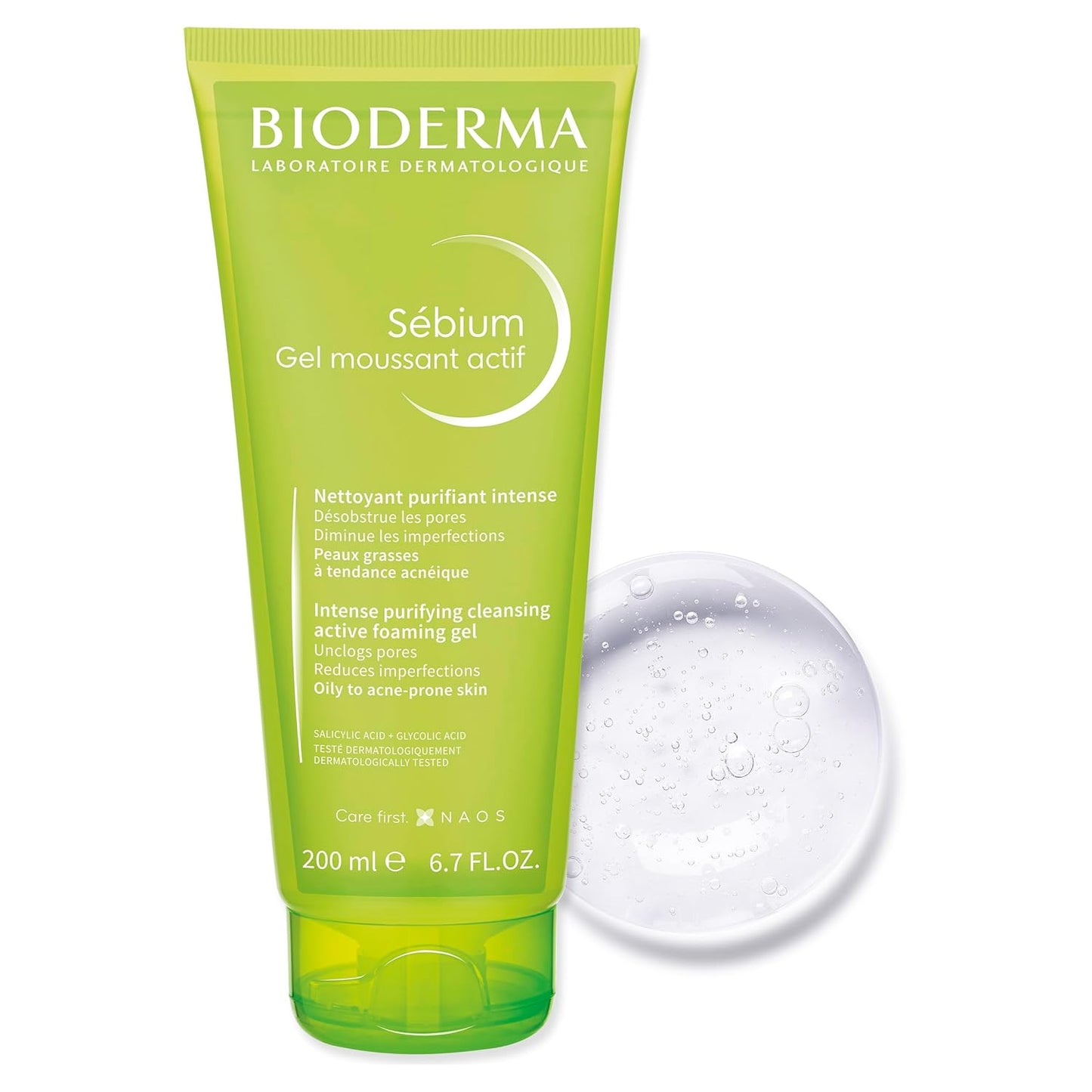 Bioderma Sebium Gel Moussant Actif cleanser with Salicylic & Glycolic acid for Acne Prone, Oily Skin Gel