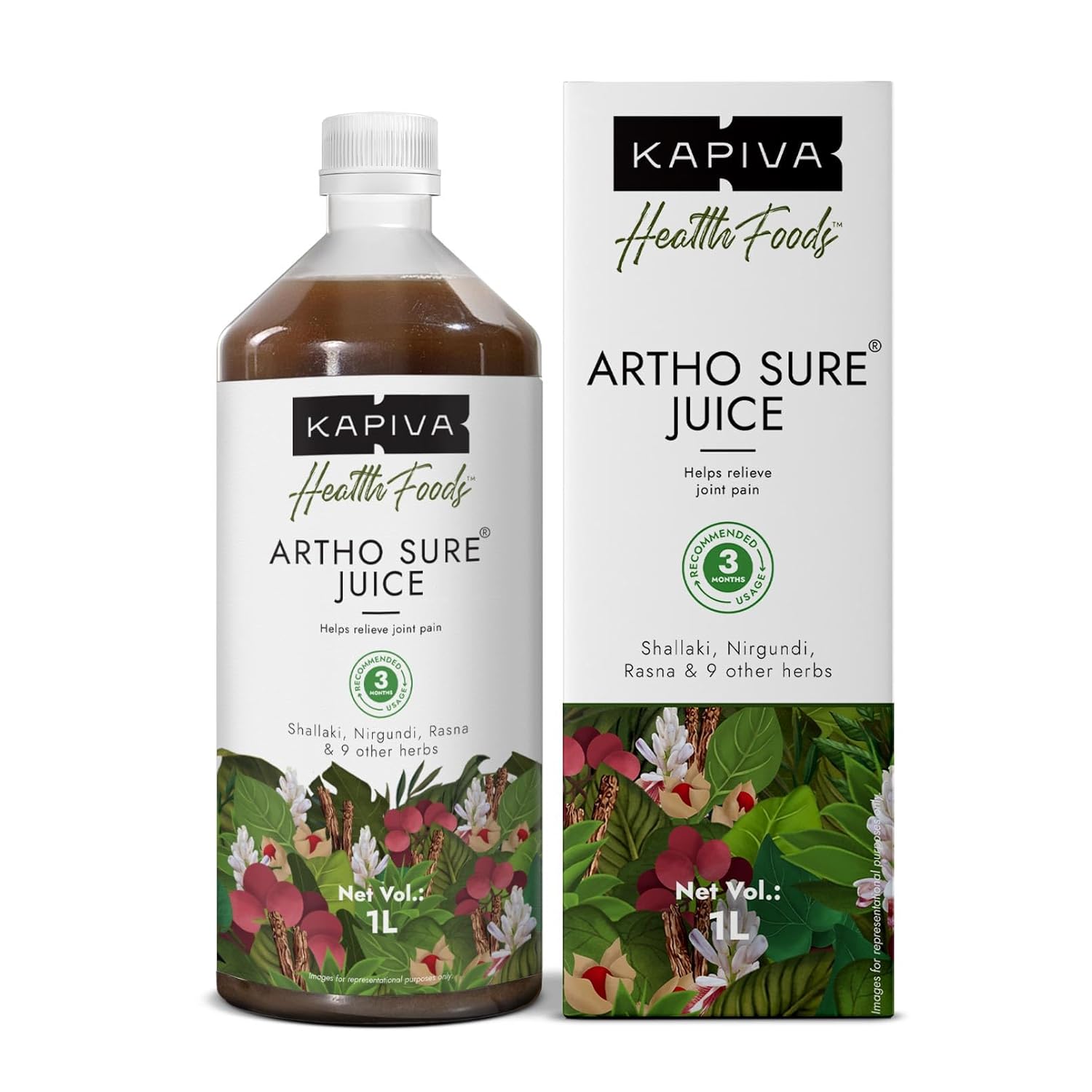 Kapiva Artho Sure Juice 1L - Ayurvedic Joint Pain Relief with Ashwagandha & Rasna