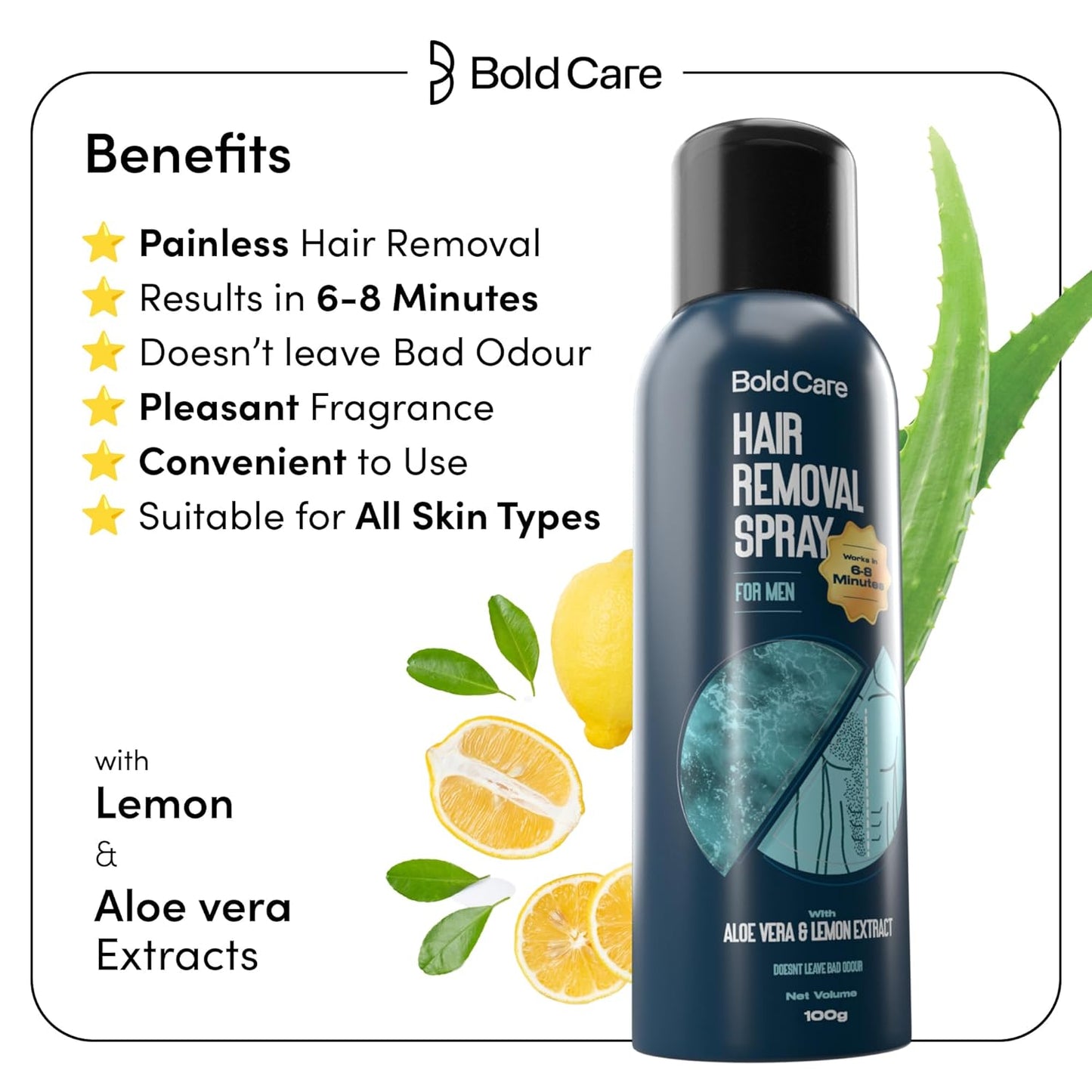 Bold Care Hair Removal Spray for men - 100gm