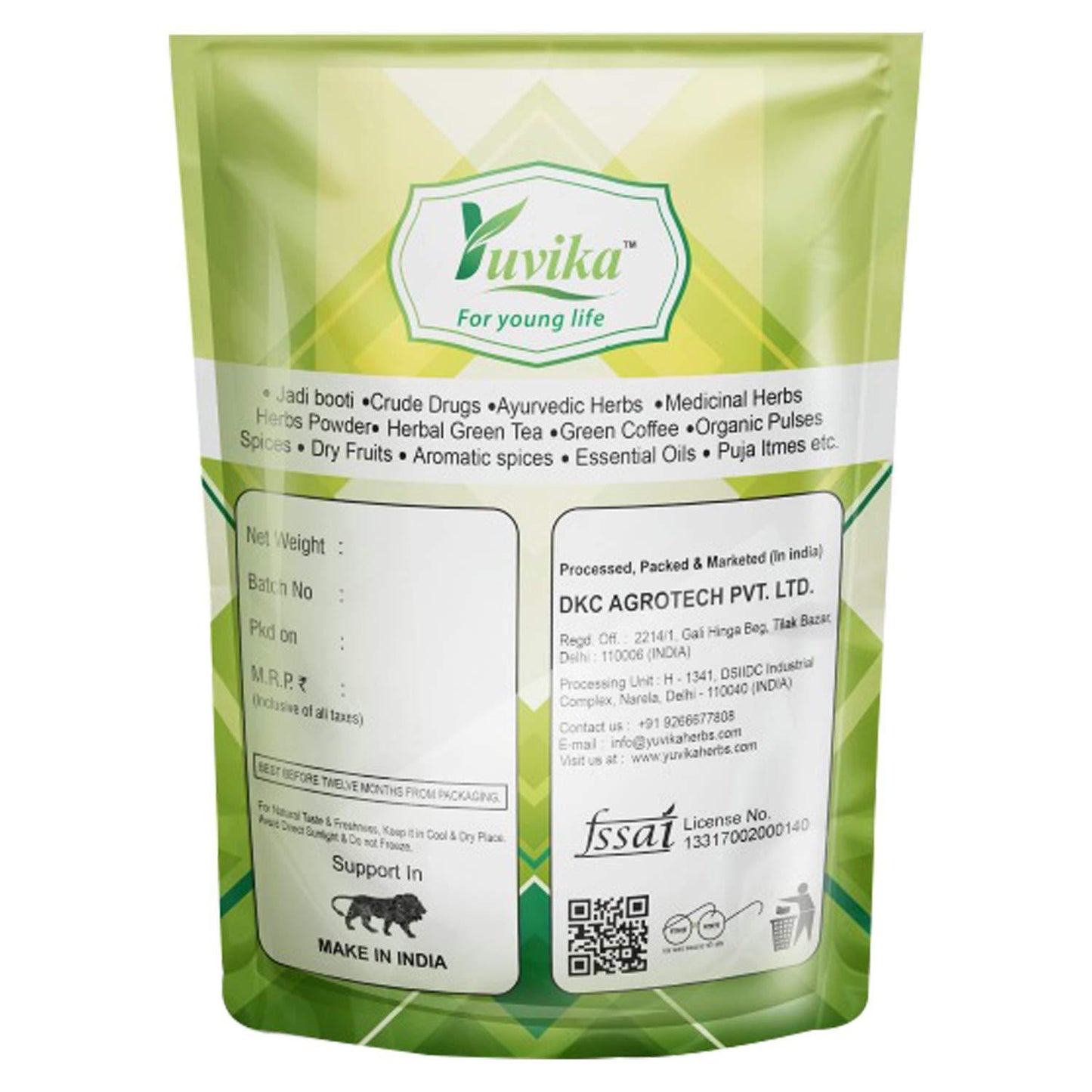 YUVIKA Brahmi Booti Powder - Gotu Kola - Bacopa Monnieri Linn - Indian Pennywort