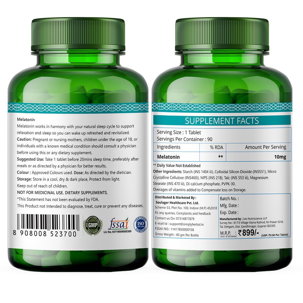 Simply Herbal Melatonin Tablets (90 Tablets)