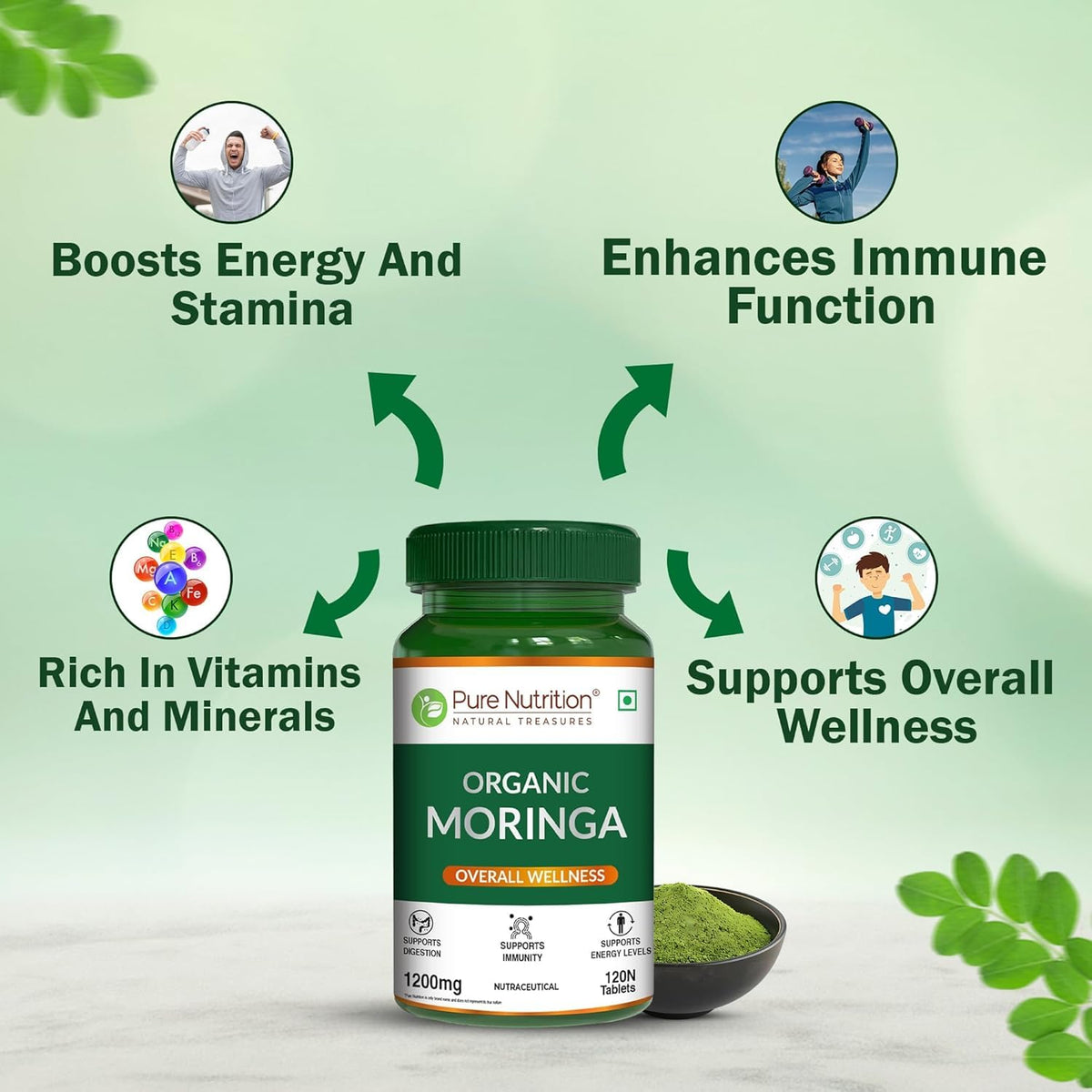 Pure Nutrition Moringa 250mg, 30 Tablets | Herbal Supplement for Daily Wellness & Nutrition Support
