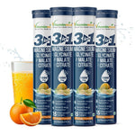 Vitaminnica Magnesium 3-in-1 Effervescent Tablets - Orange Muscle & Rest Support (4-Pack, 60 Count)