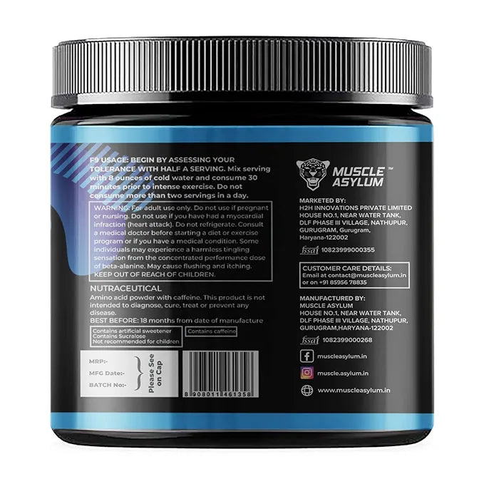 Muscle Asylum F9 Pre-Workout Blue Razz - 50 Serving - 400gm