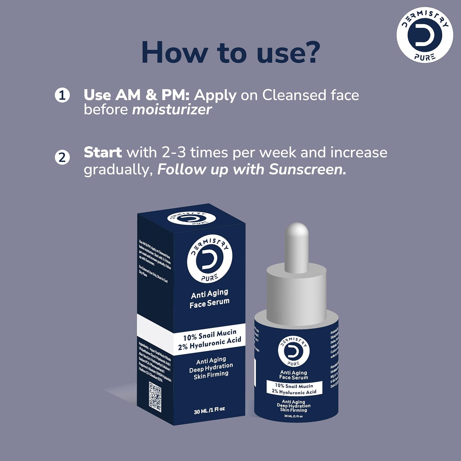 Dermistry Pure 2% Retinol 2% Hyaluronic Acid Anti Aging Face Serum