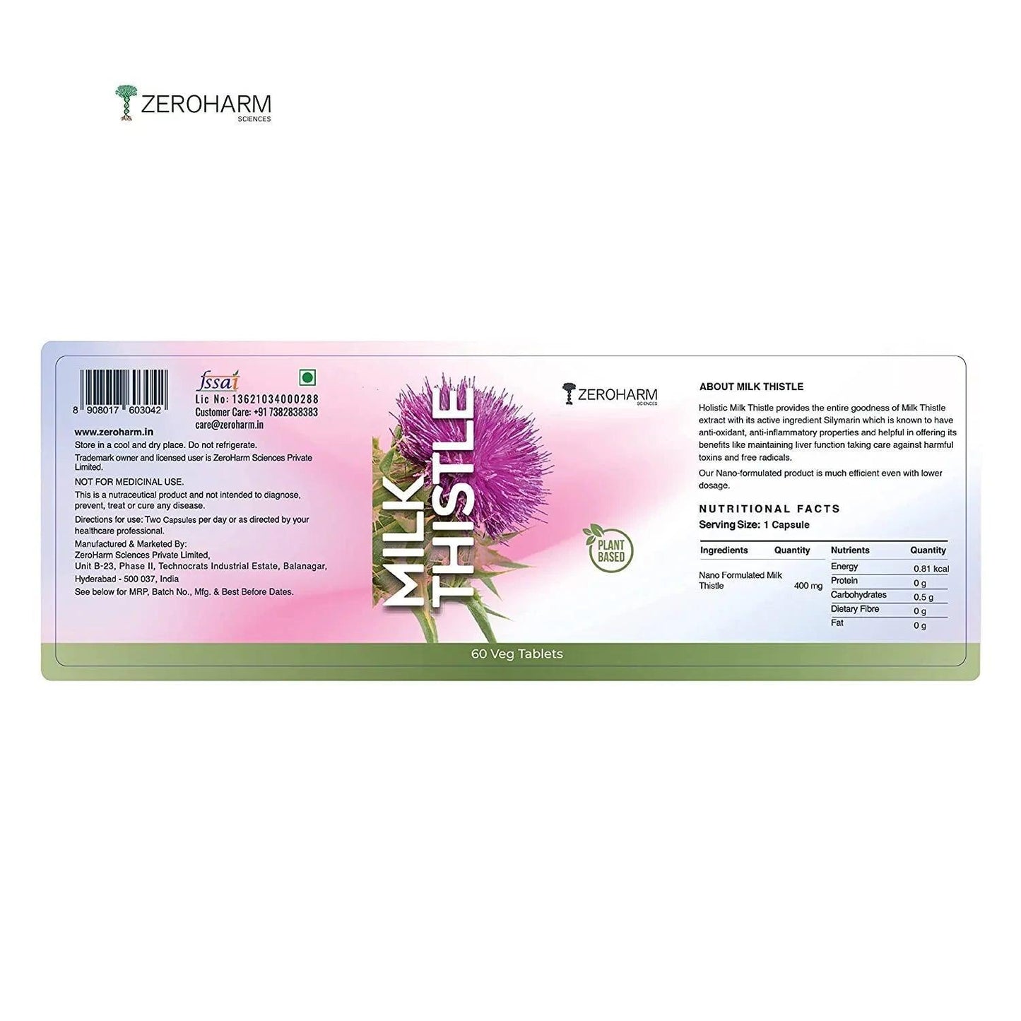 Zeroharm Sciences Plant Based Milk Thistle Veg Tablet