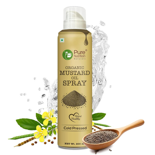 Pure Nutrition Organic Mustard Oil Spray - 200ml | 100% Pure, Natural & Cold-Pressed | Cook Healthy with 10X Less Oil | Ideal for Sautéing & Grilling | Supports Heart Health | Naturally Cholesterol-Free & Rich in Omega-3