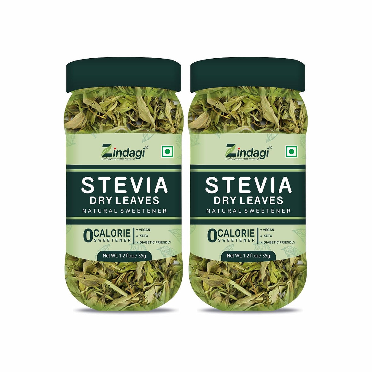 Zindagi Stevia Dry Leaves (70 g) & Stevia Liquid Extract Drops (10 ml) | 100% Natural Zero-Calorie Sugar-Free Sweetener Combo Pack