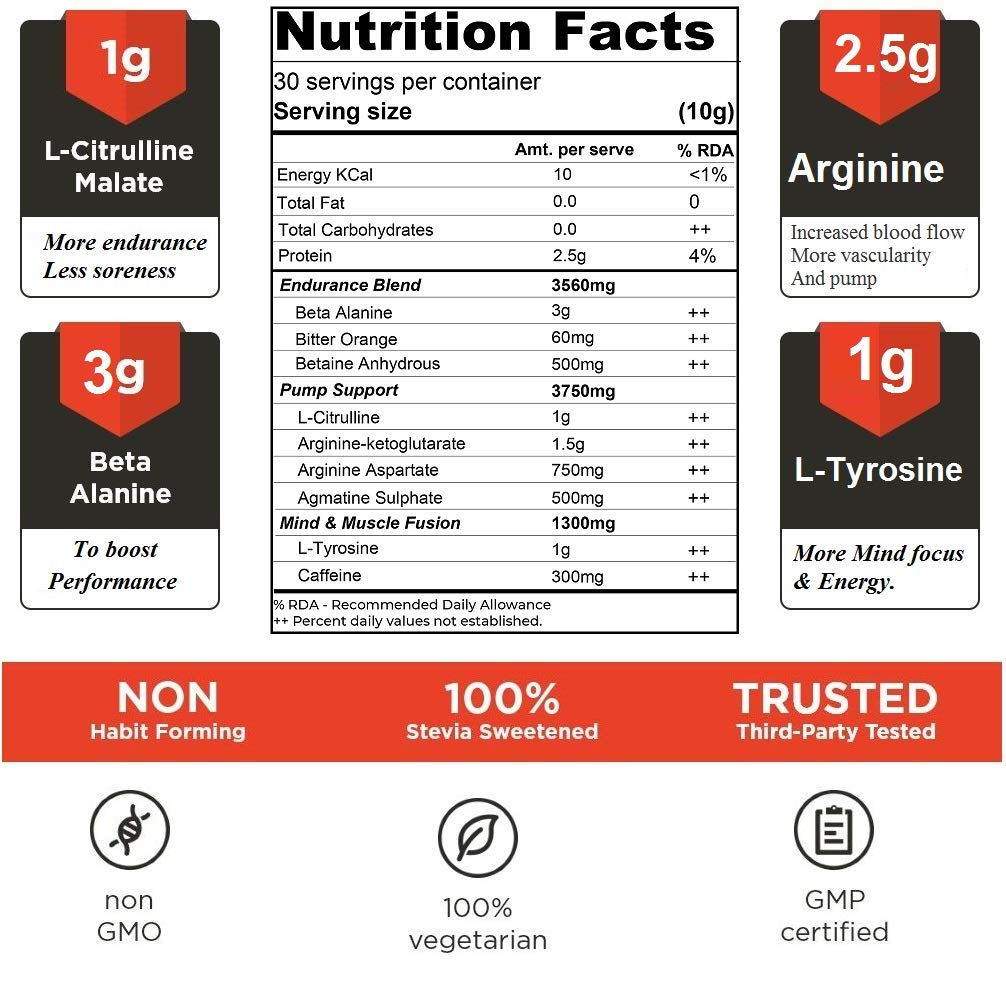 Muscle Asylum F9 Pro Pre-Workout Powder - 30 Servings, 300 Gm