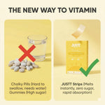 Justt Essentials D3+K2 Vitamin D3 Oral Strips, 600 IU, Orange Burst Flavour, Fast Dissolving, Sugar-Free, 30 Strips