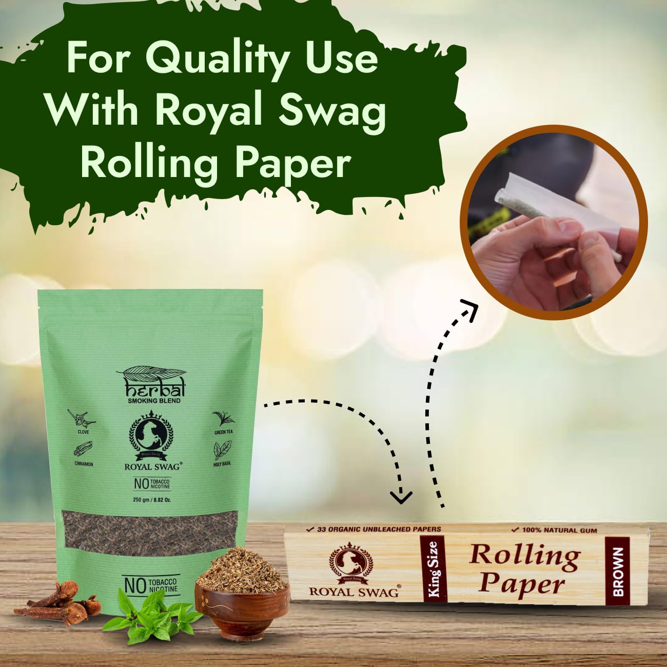 Royal Swag Herbal Smoking Mixture Cinnamon & Clove - Tobacco Free (250g / 8.8 oz)