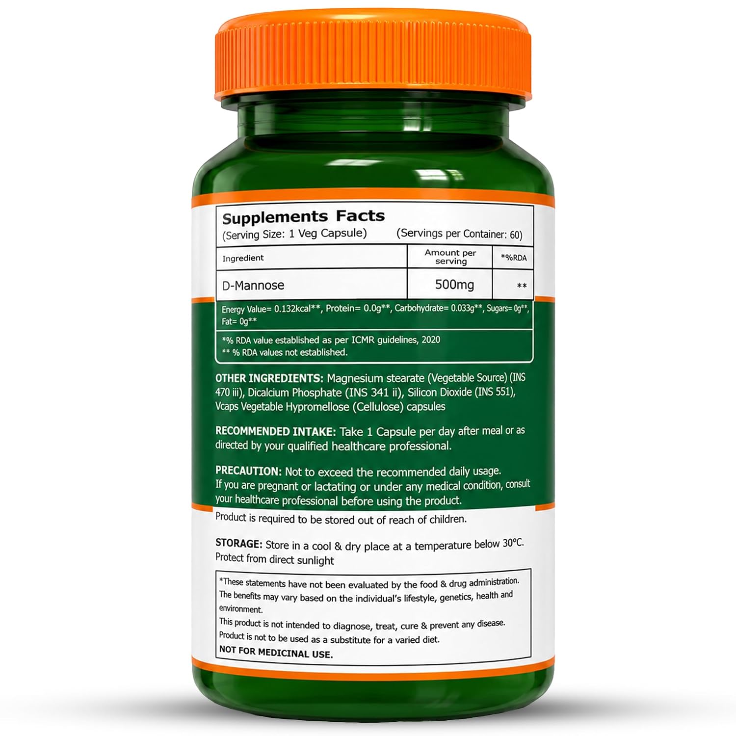 Pure Nutrition D-Mannose 500mg, 60 Capsules | Urinary Tract & Bladder Health Support