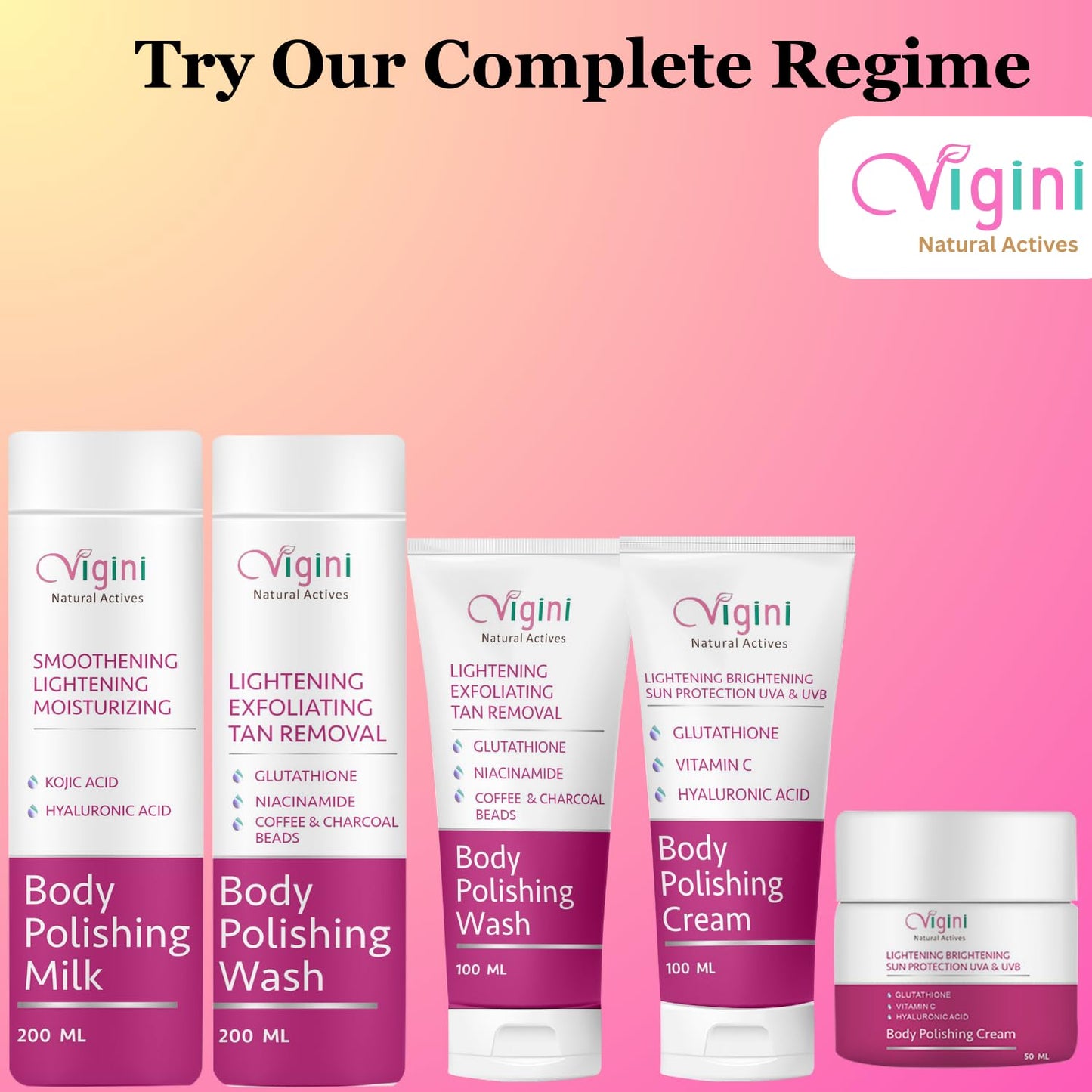 Vigini Natural Actives Skin Lightening Brightening Body Whitening Polishing Cream