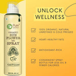Pure Nutrition Sunflower Oil Cooking Spray - 200ml | 100% Pure & Edible | Healthy Cooking with 10X Less Oil | Ideal for Baking, Grilling & Frying | High Smoke Point | Light, Even Spray for Low-Calorie Meals & Heart Health