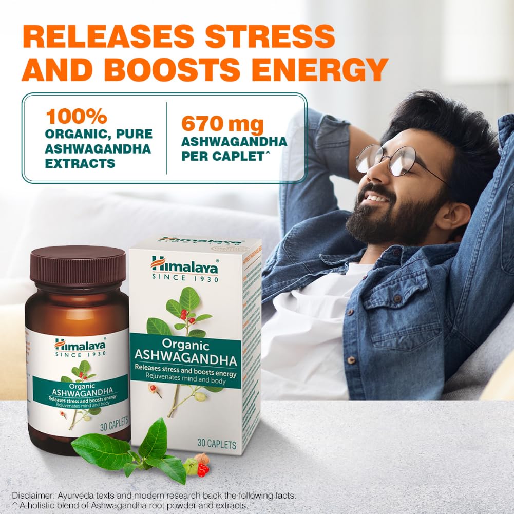 Himalaya Organic Ashwagandha Caplet | Helps Release Stress - 30 Caplet
