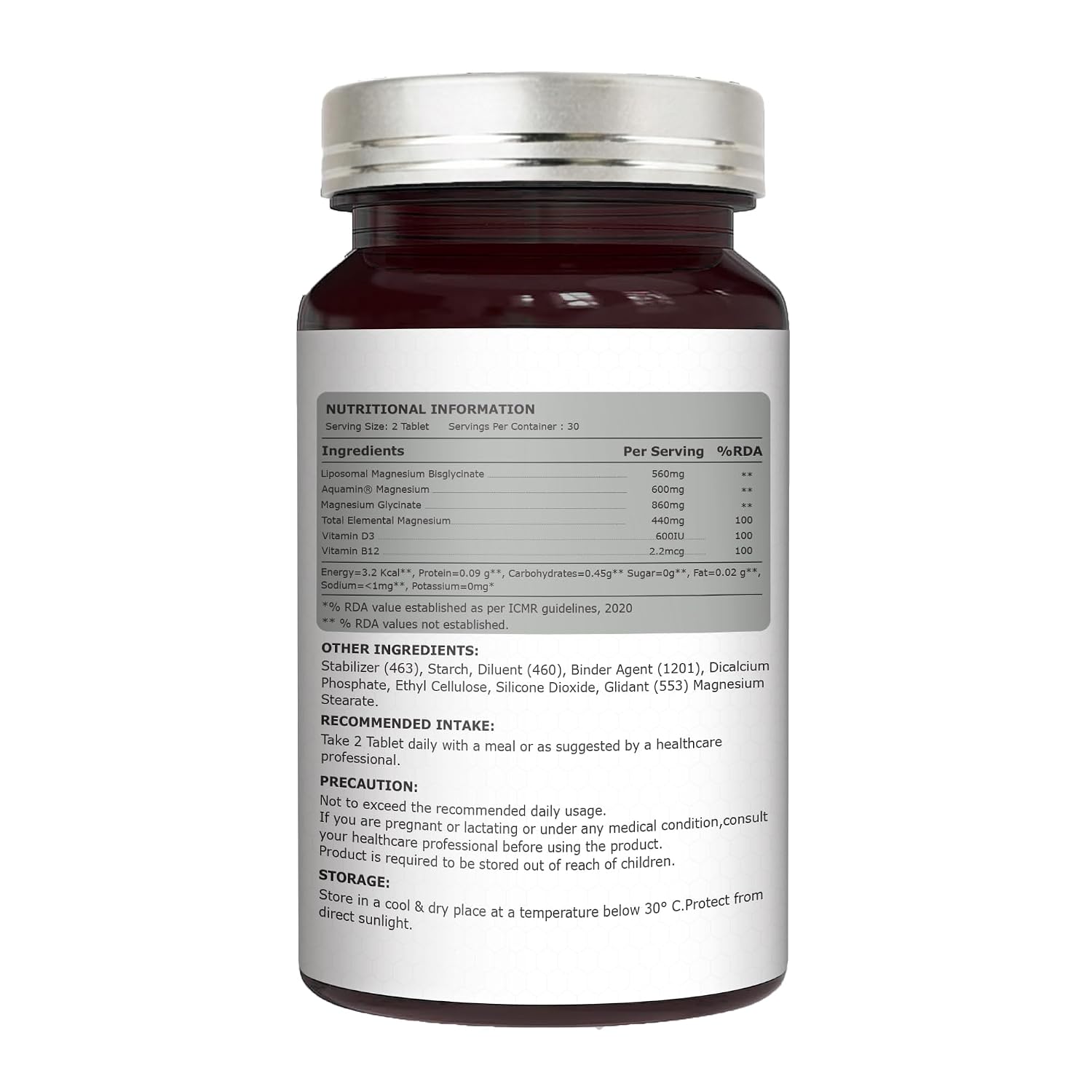 Pure Nutrition Liposomal Magnesium with Vitamin D3 & B12, 60 Tablets | Bone, Muscle & Energy Support