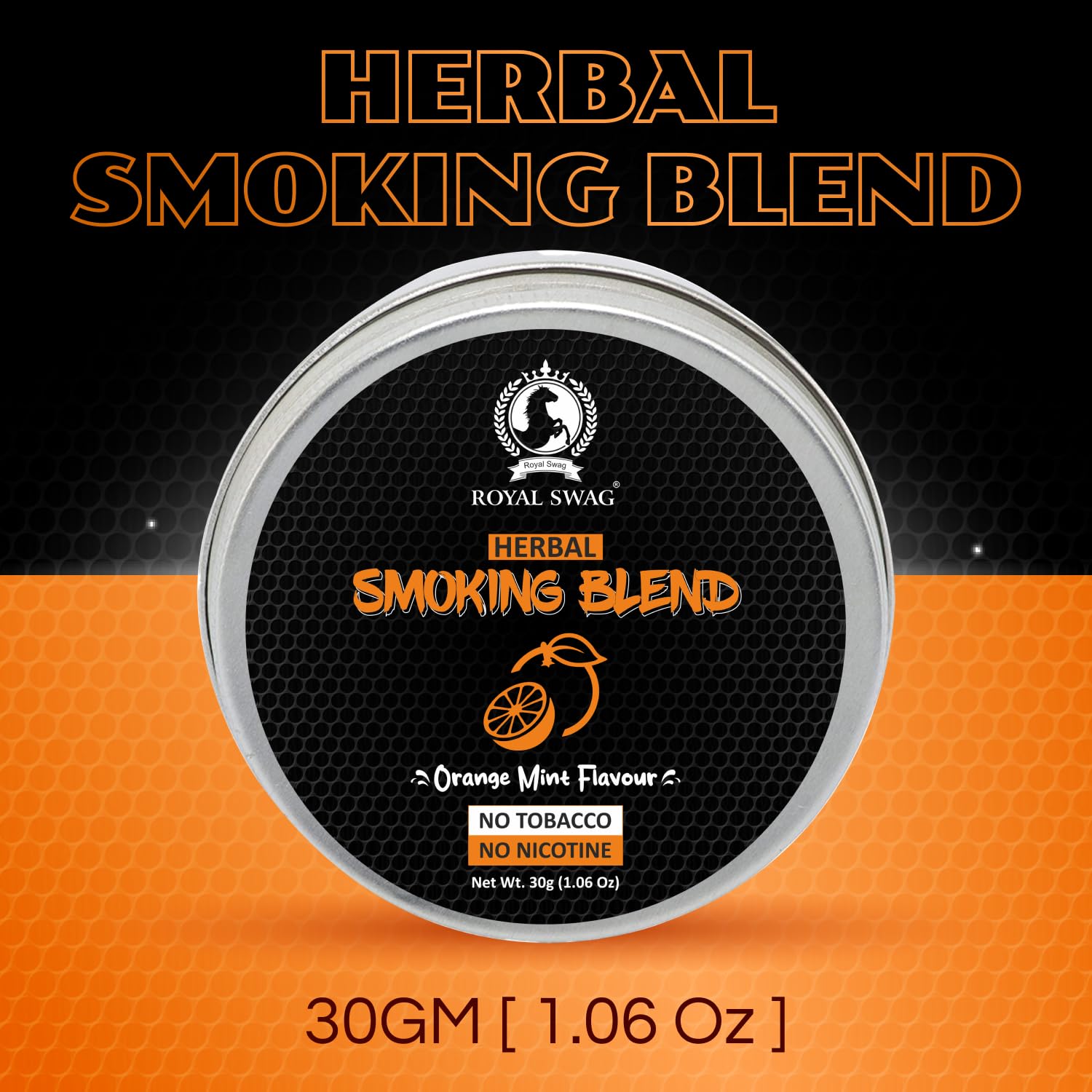 Royal Swag Herbal Smoking Mixture Orange Mint Flavour - Tobacco Free (30g / 1.0 oz)