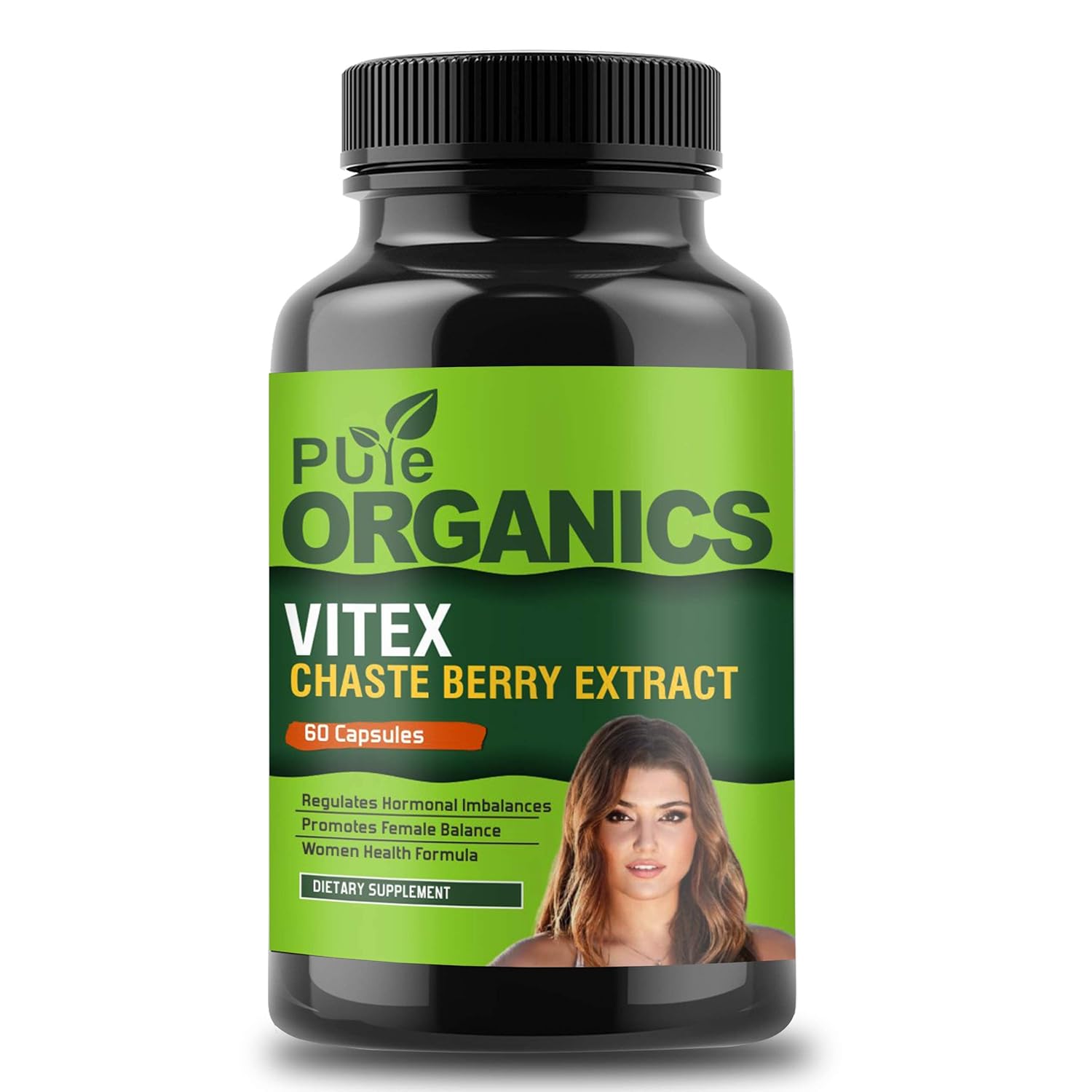 Pure Organic Vitex Chasteberry Extract Capsules Supplement Support for PMS and Menopause, 60 Capsules