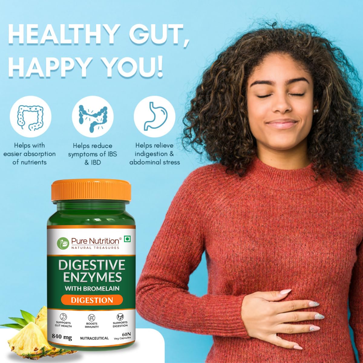 Pure Nutrition Digestive Enzyme 120 Capsules | Digestive Health & Nutrient Absorption Support