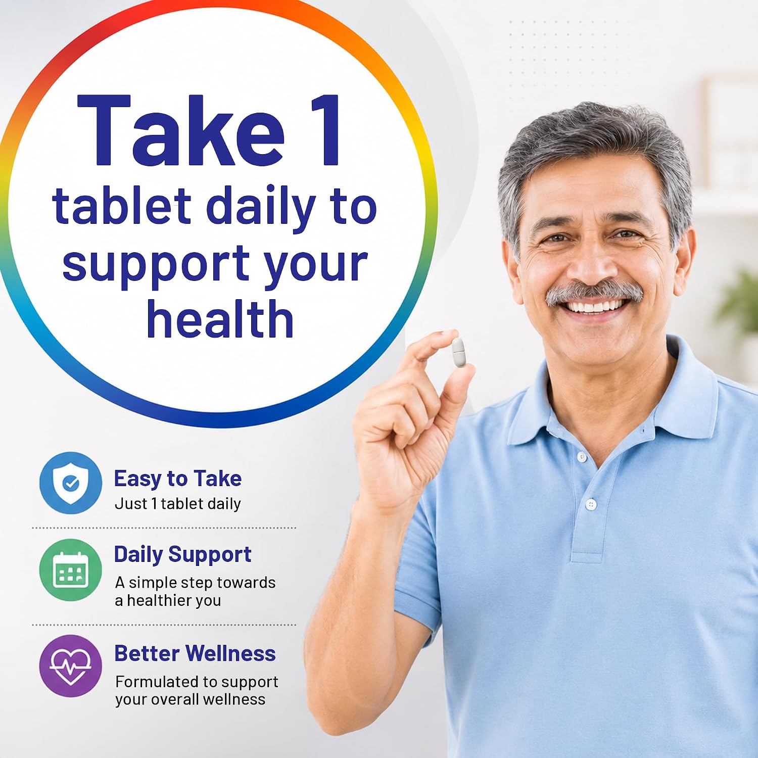 Pure Nutrition Men’s Multivitamin 50+ 60 Tablets | Daily Vitamins & Minerals for Men’s Health