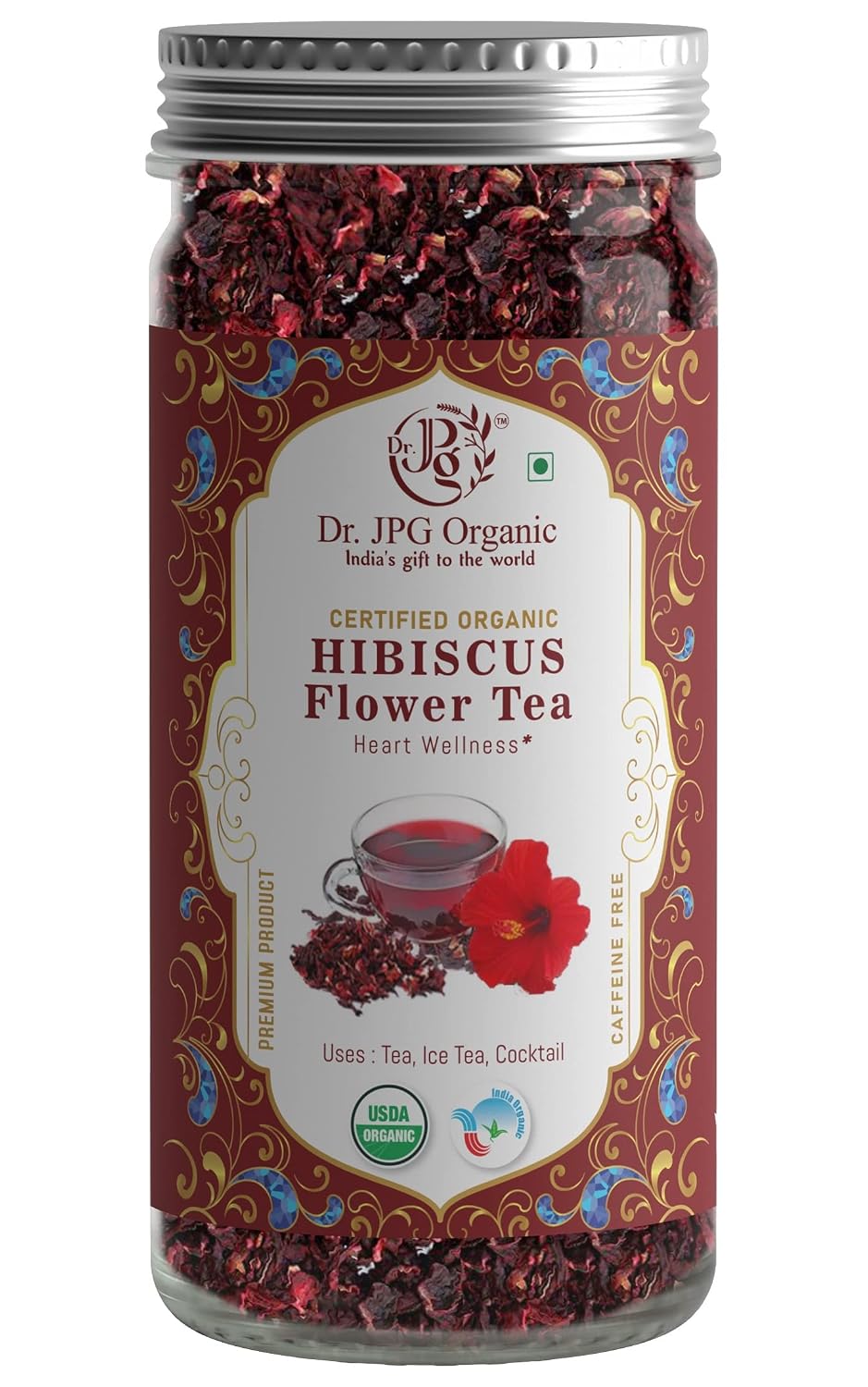 DR. JPG Organic Hibiscus Tea (50g) | Pure Hibiscus Flower Tea for Immunity & Wellness