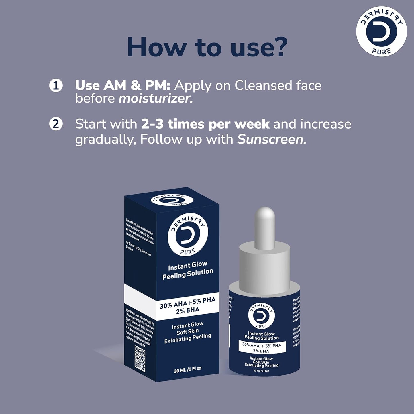 Dermistry 30% AHA 5% PHA 2% BHA Instant Glow Peeling Solution