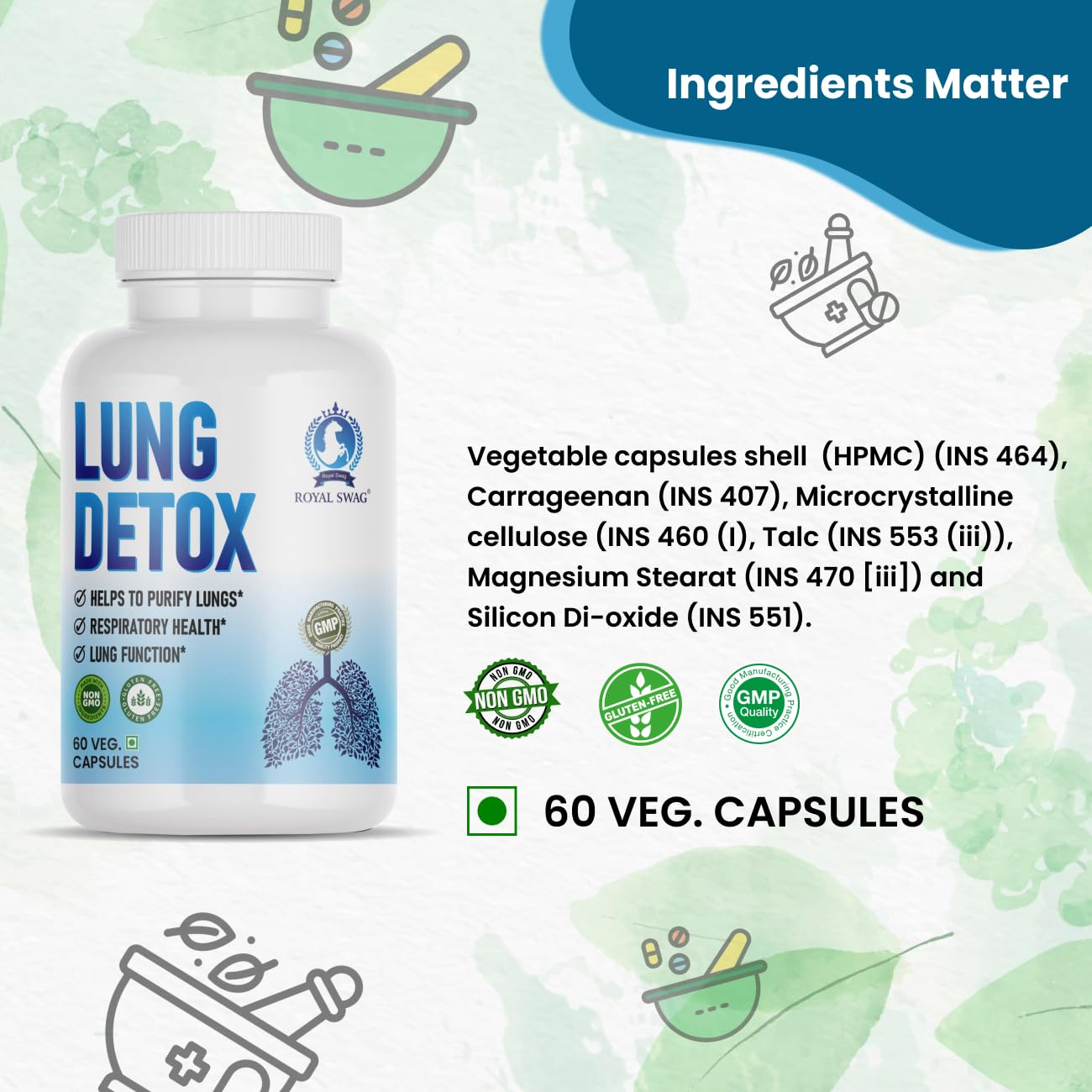Royal Swag Lung Detox Capsules - Natural Tar Cleanse for Smokers & Non-Smokers (60 Count)
