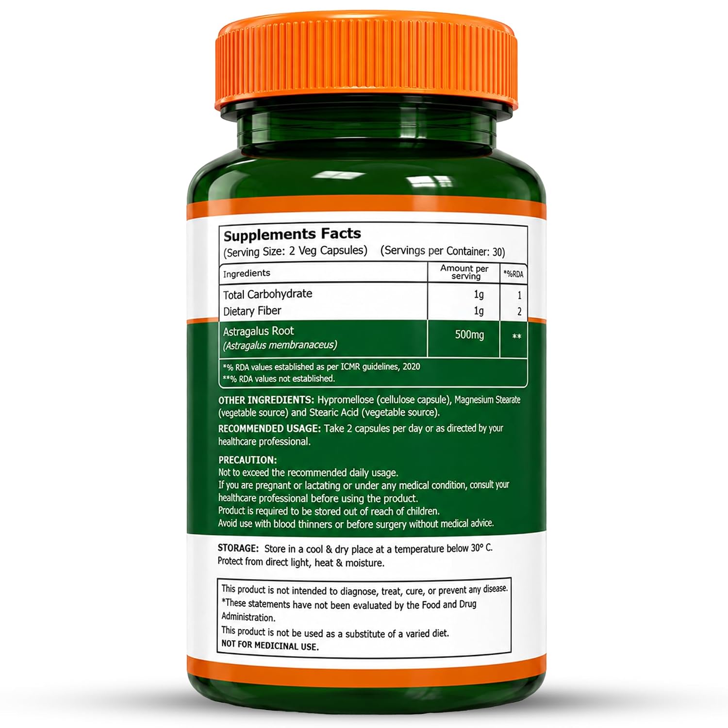 Pure Nutrition Astragalus 500mg, 60 Capsules | Herbal Supplement for Immune & Wellness Support
