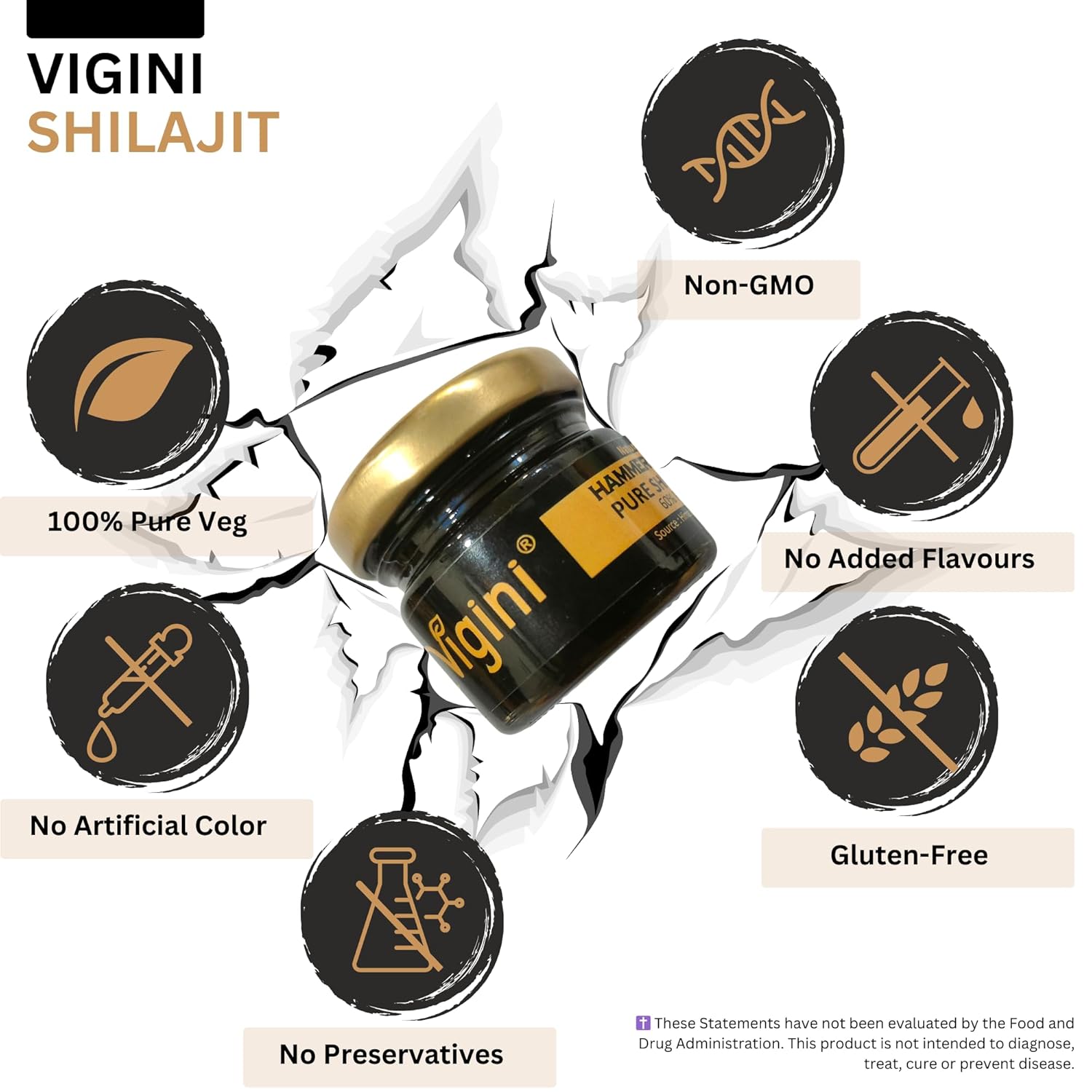 Vigini Hammer King Gold Shilajit Resin - 30gm