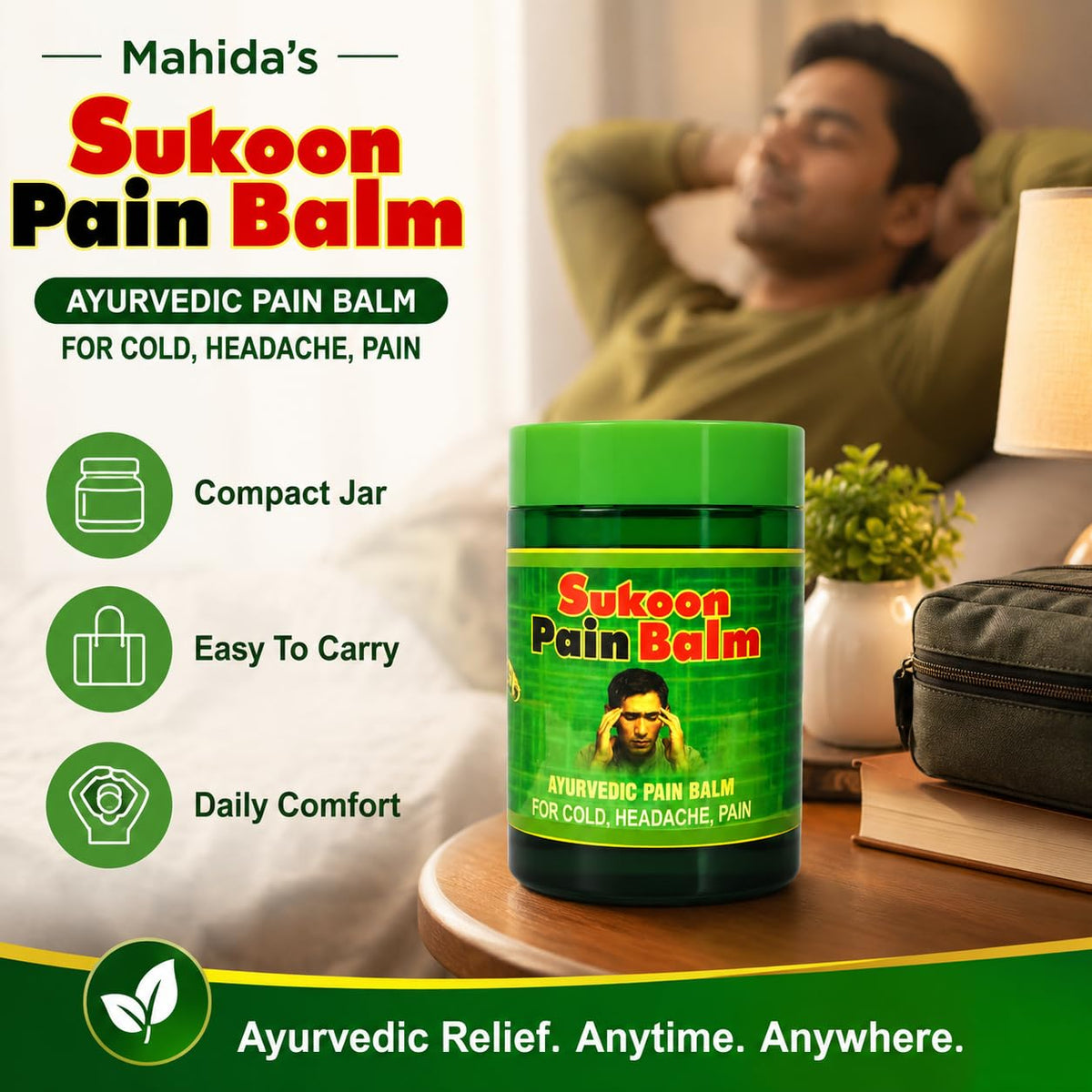 Mahida's Sukoon Pain Balm – Topical Balm for Temporary Relief from Minor Aches, Pains & Discomfort – 100ml (Pack of 2)
