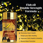 Vitaminnica Salmon Omega 3 Fish Oil Softgels Fatty Acids Great For Eyes, Skin, Heart, Joints & Brain Health || Double Strength (EPA & DHA) 60 Softgels for Men and Women
