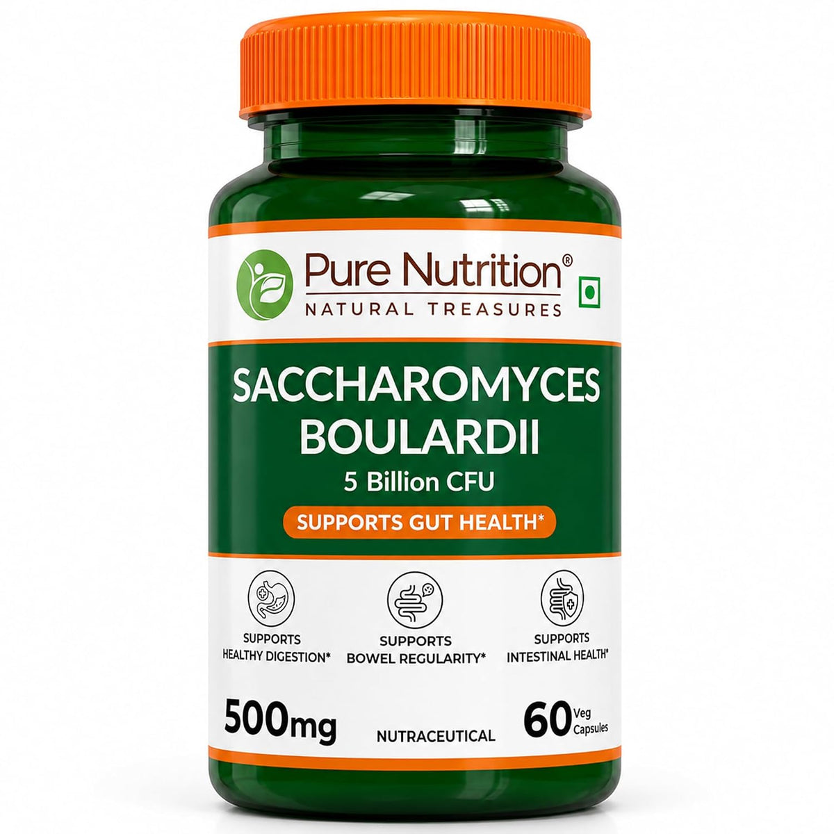 Pure Nutrition Saccharomyces Boulardii 5 Billion, 500mg, 60 Capsules | Gut Health Support