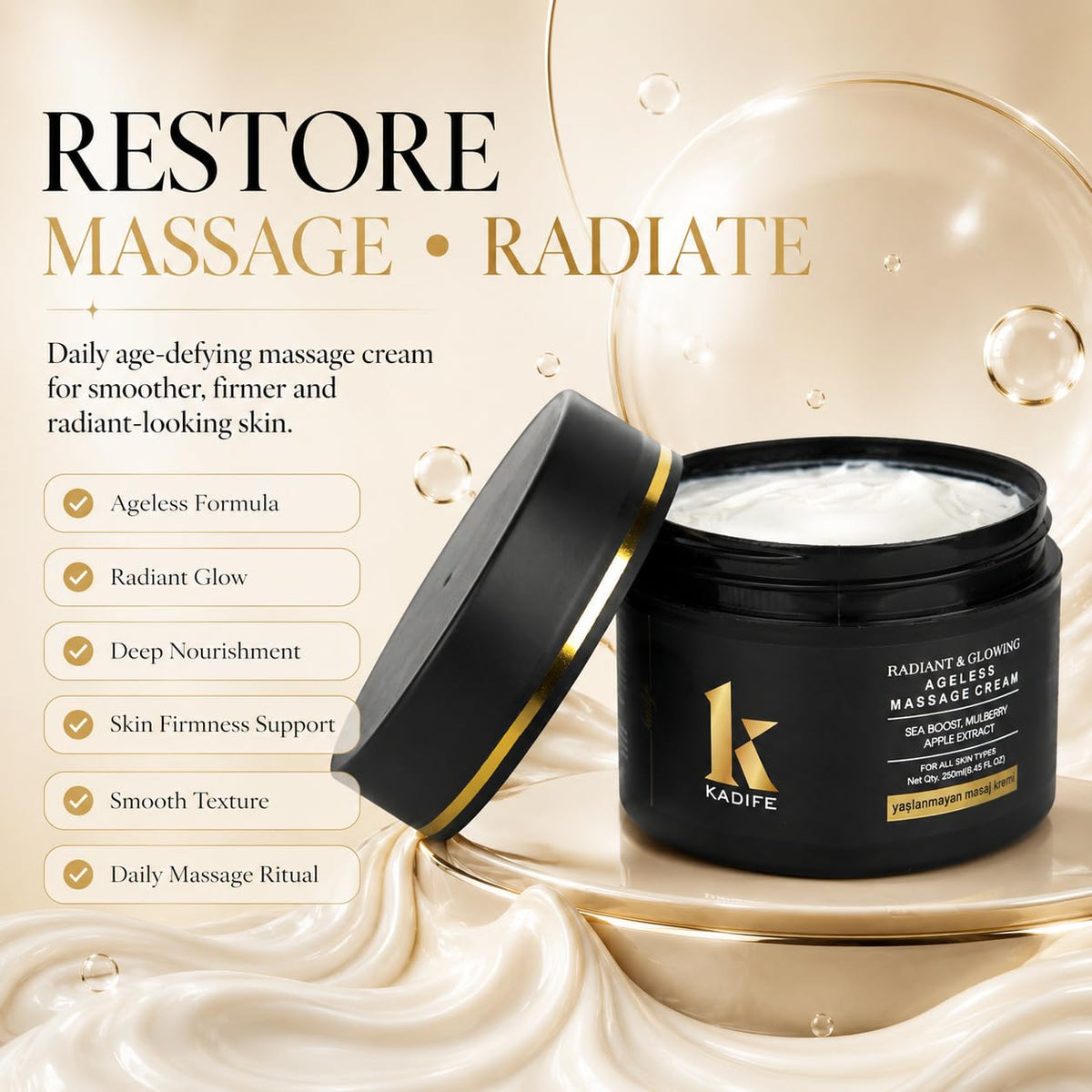KADIFE Ageless Massage Cream for Face (250ml)