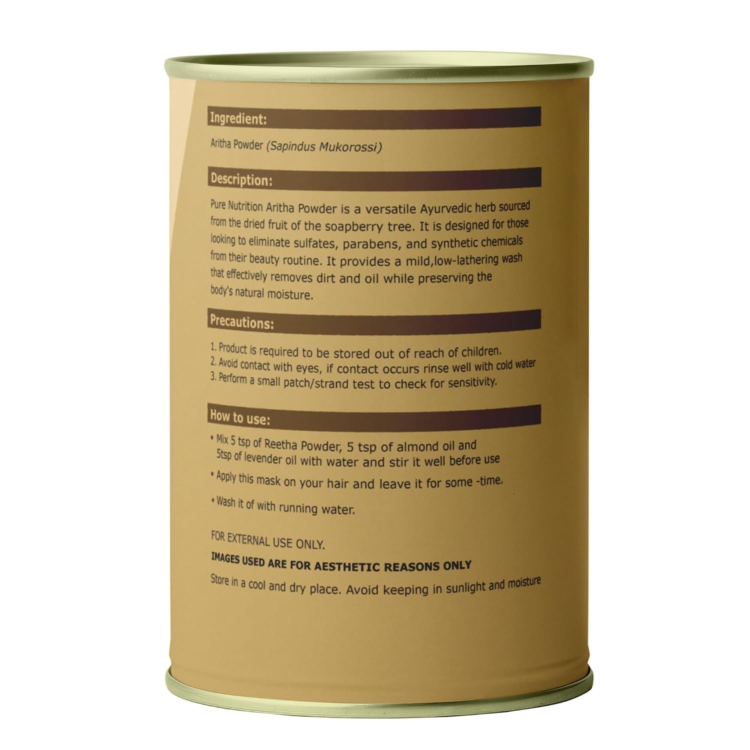 Pure Nutrition Natural Aritha Powder 100g | Reetha Powder for Hair & Scalp Care | Herbal Cleanser