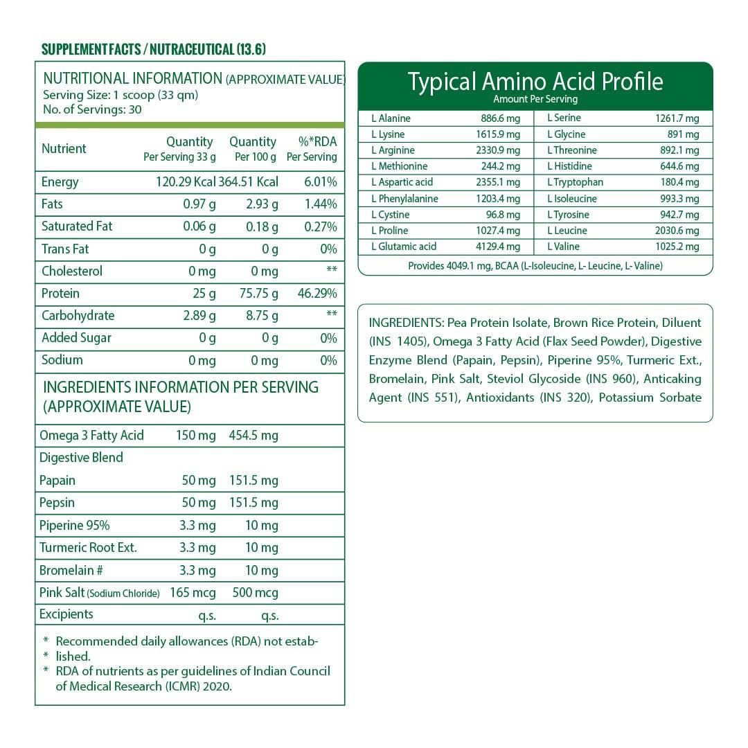 Pure Nutrition Pure Vegan Protein Powder Chocolate - 1kg