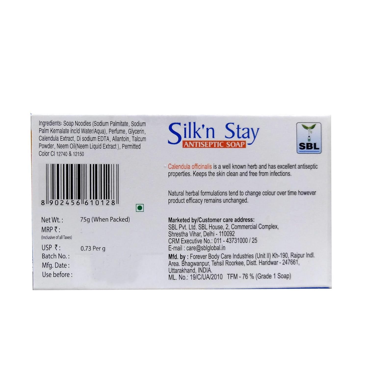 SBL Silk N Stay Antiseptic Calendula Soap - 75gm